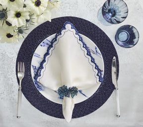 Arches Napkin in White & Blue, Set of 4