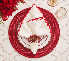 Kim Seybert, Inc.Arches Napkin in White, Red & Gold, Set of 4Napkins