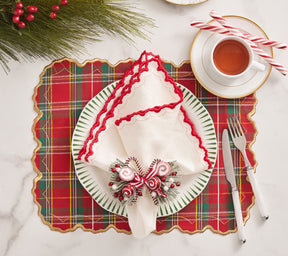 Kim Seybert, Inc.Arches Napkin in White, Red & Gold, Set of 4Napkins