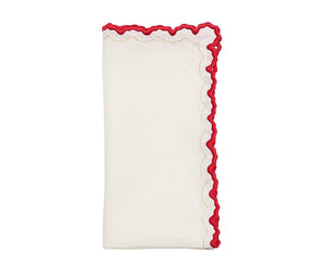 Kim Seybert, Inc.Arches Napkin in White, Red & Gold, Set of 4Napkins