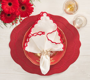 Kim Seybert, Inc.Arches Napkin in White, Red & Gold, Set of 4Napkins