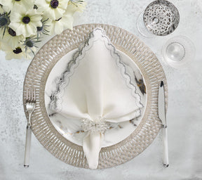 Arches Napkin in White & Silver, Set of 4