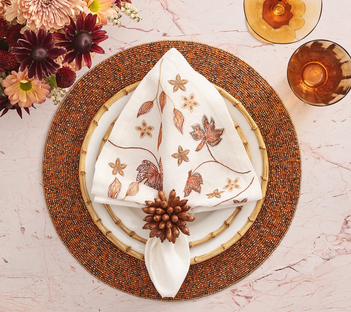 Kim Seybert, Inc.Autumn Rush Placemat in Brown & Orange, Set of 4Placemats