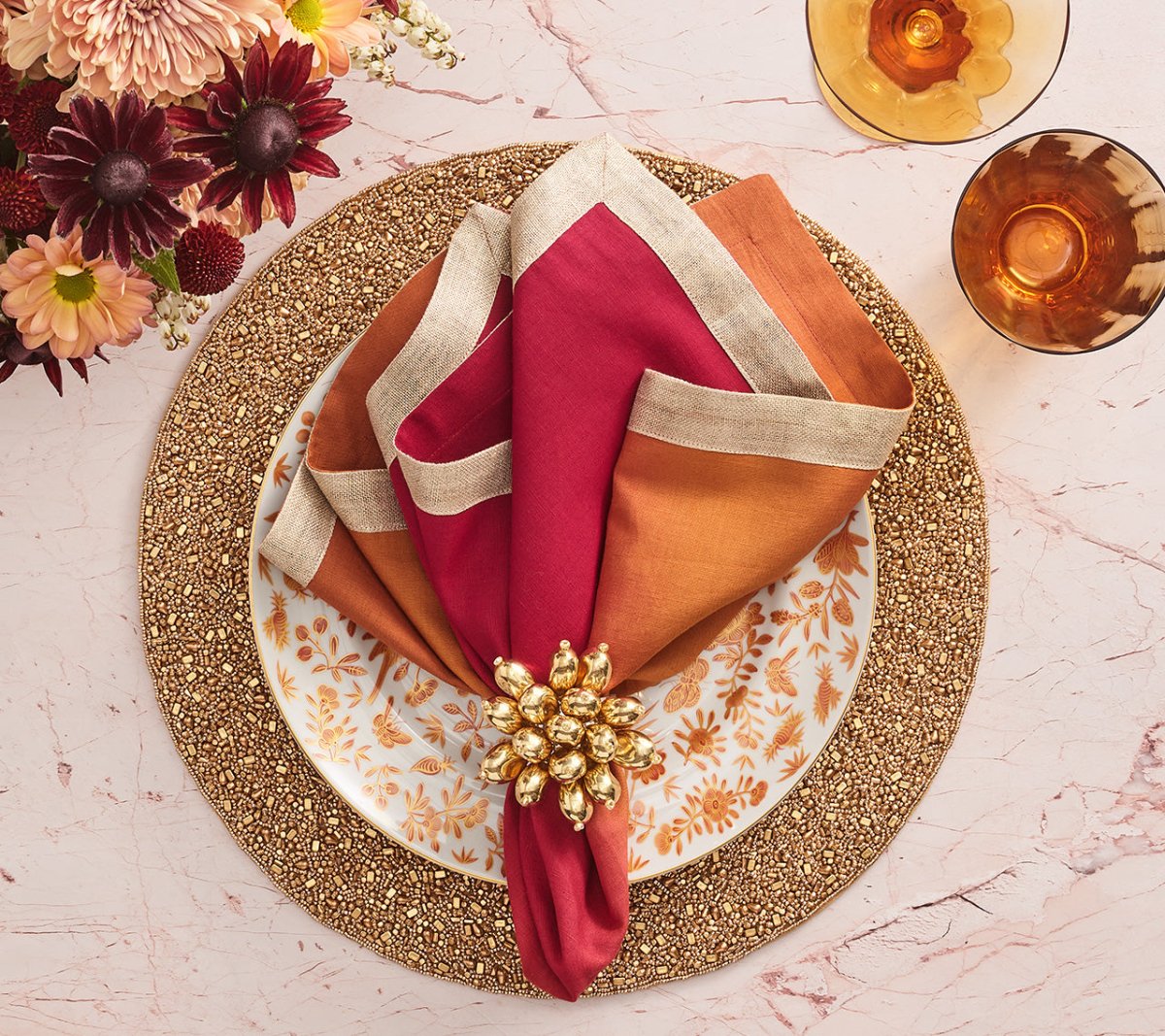 Autumn Rush Placemat in Brown & Orange, Set of 4