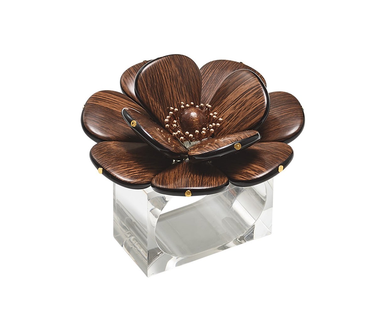 Begonia Napkin Rings, Set of 4 - Brown