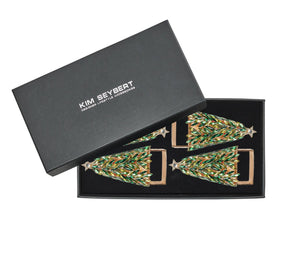 Kim Seybert, Inc.Bejeweled Xmas Napkin Ring in Red, Green & Gold, Set of 4 in a Gift BoxNapkin Rings