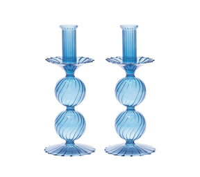 Kim Seybert, Inc.Bella Short Candle Holder in Blue, Set of 2 in a BoxHome Decor