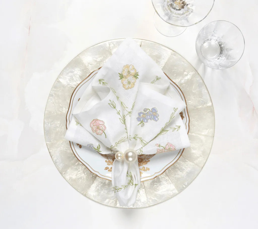 Trellis Napkin in White/Multi, Set of 4