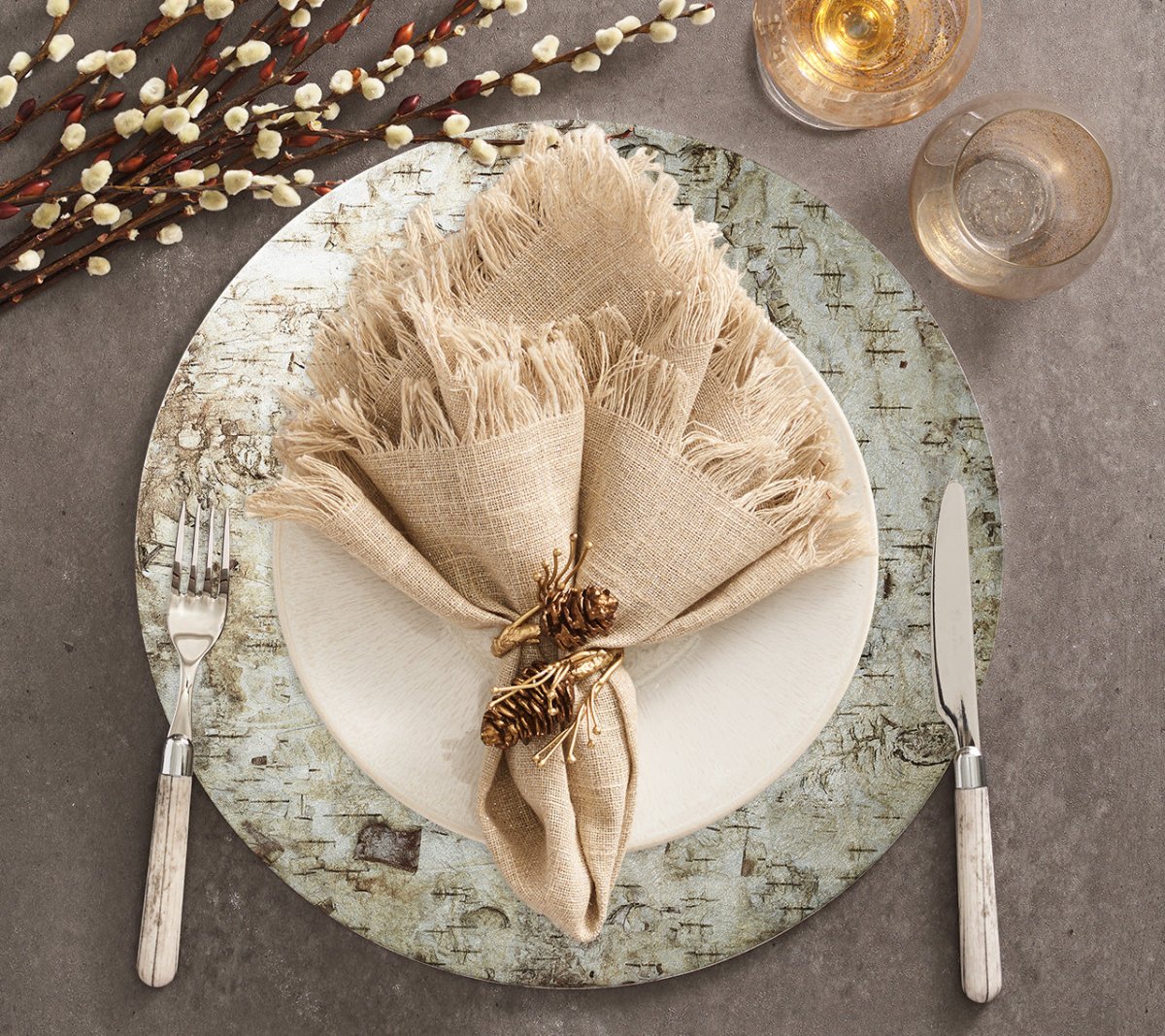 Chalet Placemat in Natural & Silver, Set of 4