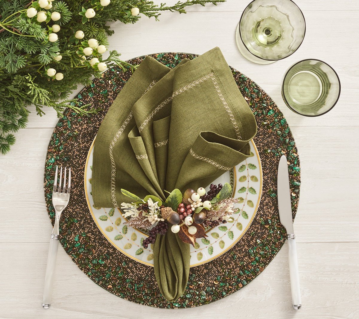 Kim Seybert, Inc.Classic Napkin in Olive, Set of 4Napkins