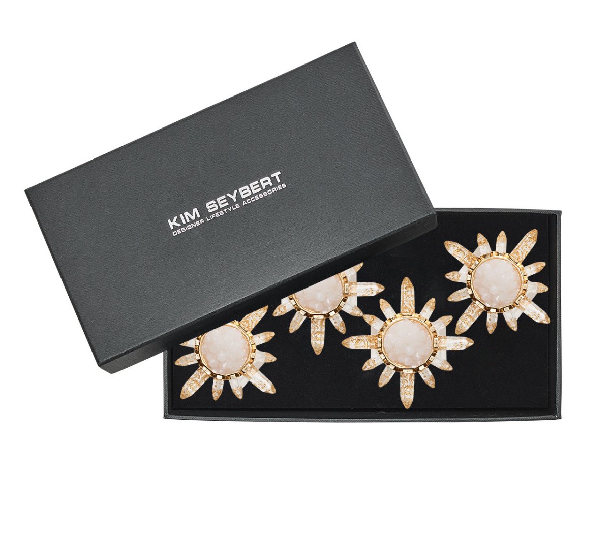 Kim Seybert, Inc.Coronet Napkin Ring in Gold & Crystal, Set of 4 in a Gift BoxNapkin Rings