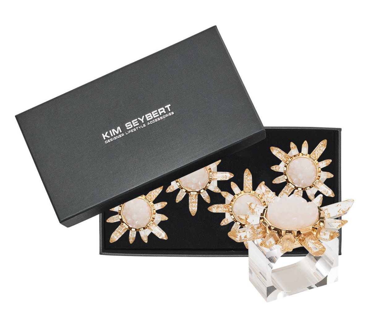 Kim Seybert, Inc.Coronet Napkin Ring in Gold & Crystal, Set of 4 in a Gift BoxNapkin Rings