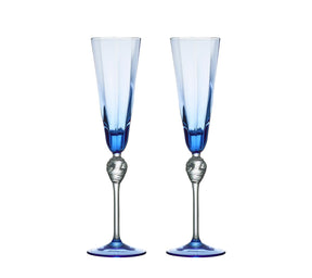 Kim Seybert, Inc.Daphne Flute in Blue, Set of 2 in a Gift BoxGlassware