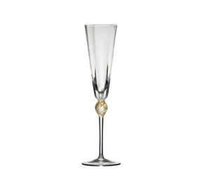 Kim Seybert, Inc.Daphne Flute in Clear & Gold, Set of 4Glassware