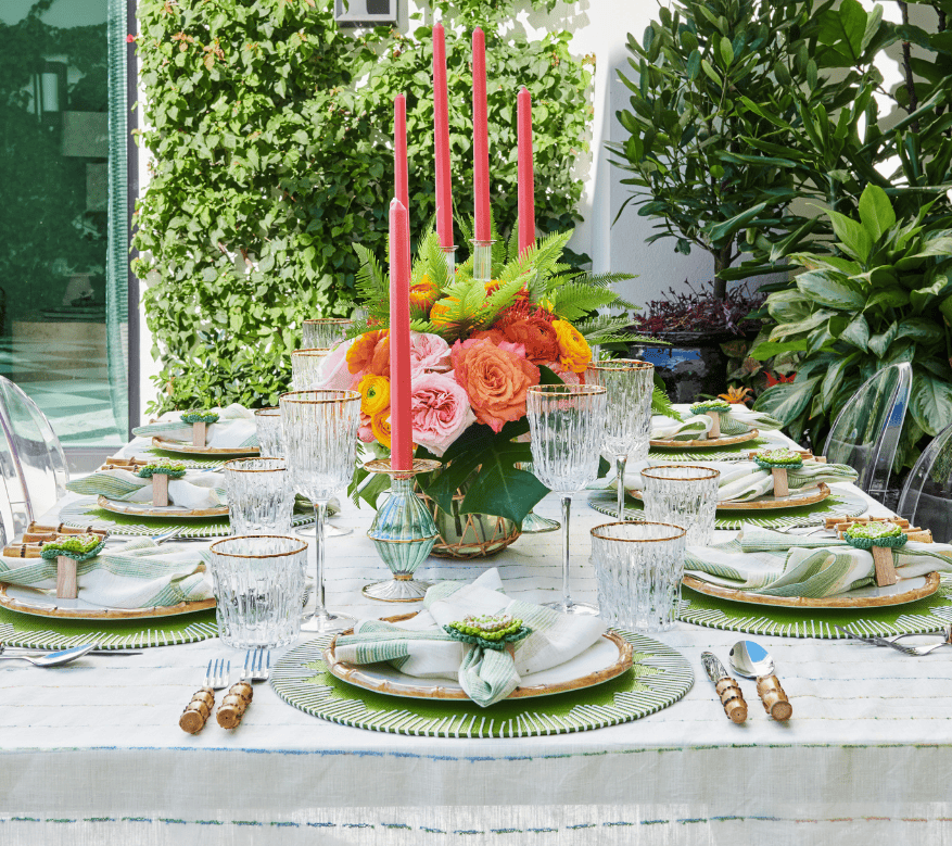 Bamboo Tumbler in Clear & Gold, Set of 4