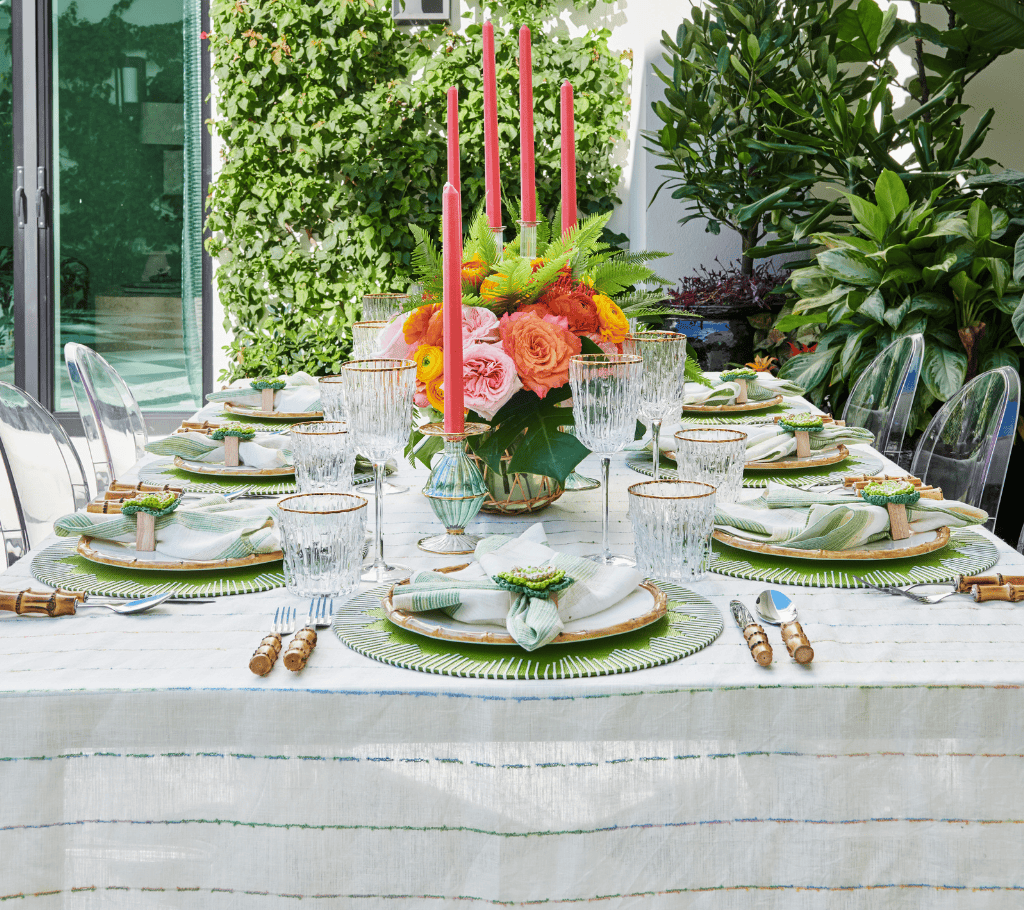 Dream Weaver Placemat in Green & White, Set of 4