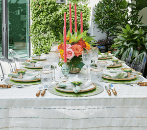 Dream Weaver Placemat in Green & White, Set of 4