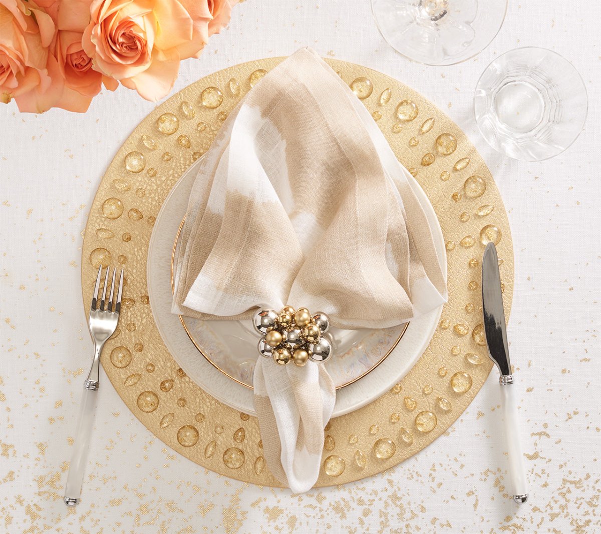 Kim Seybert, Inc.Dew Drops Placemat in Gold, Set of 4Placemats