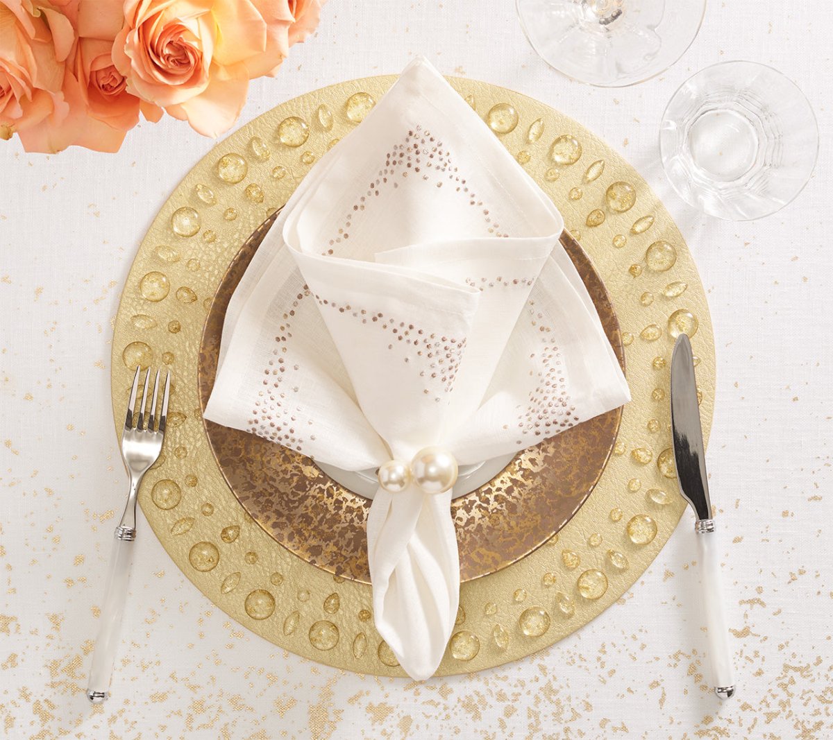 Kim Seybert, Inc.Dew Drops Placemat in Gold, Set of 4Placemats