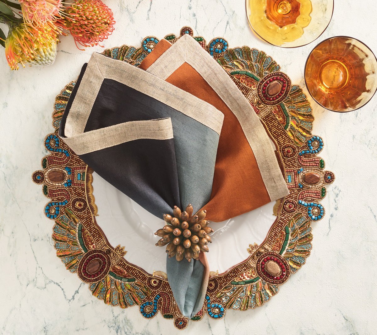 Kim Seybert, Inc.Dip Dye Napkins in Earth Tones, Set of 4Napkins