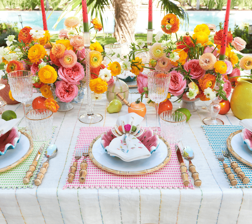Dash Tablecloth in White & Multi