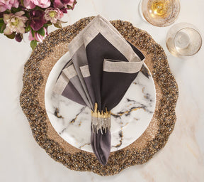 Enigma Placemat in Gold & Gunmetal, Set of 2