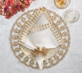 Kim Seybert, Inc.Etoile Napkin in White, Gold & Silver, Set of 4 in a Gift BoxNapkins