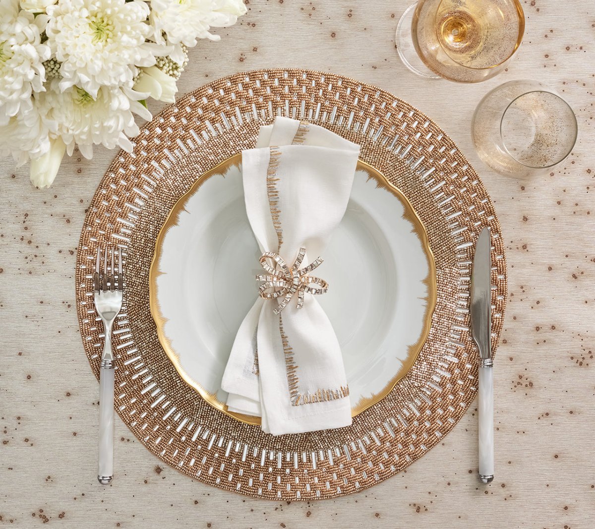 Kim Seybert, Inc.Filament Napkin in White, Gold & Silver, Set of 4Napkins