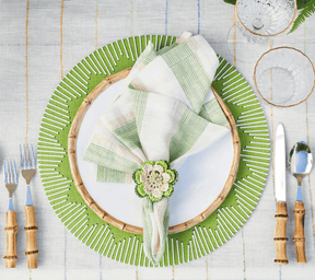 Dream Weaver Placemat in Green & White, Set of 4