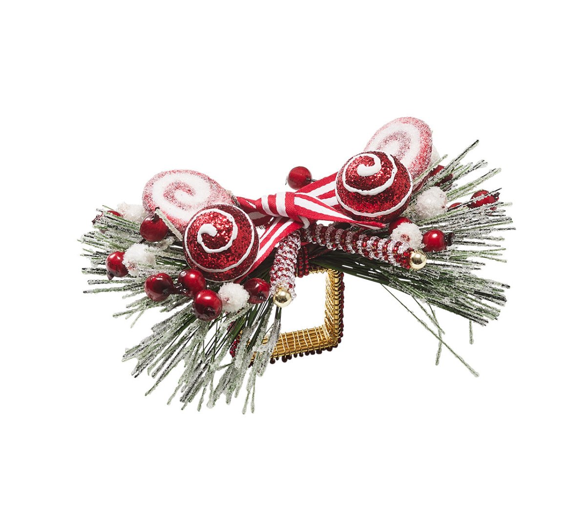 Sample: Holiday Twist Napkin In White, Red & Green