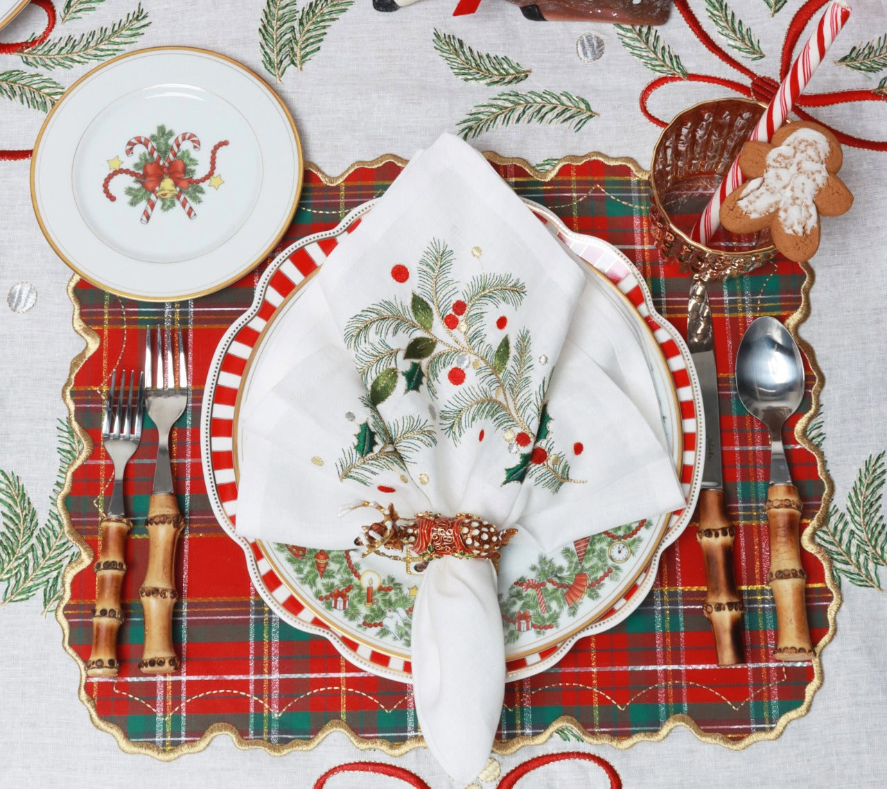 Dasher Napkin Rings in Brown & Multi, Set of 4 in a Gift Box