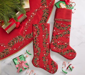 Kim Seybert, Inc.Holly and Sprig Stocking in Red, Green & GoldHome Decor