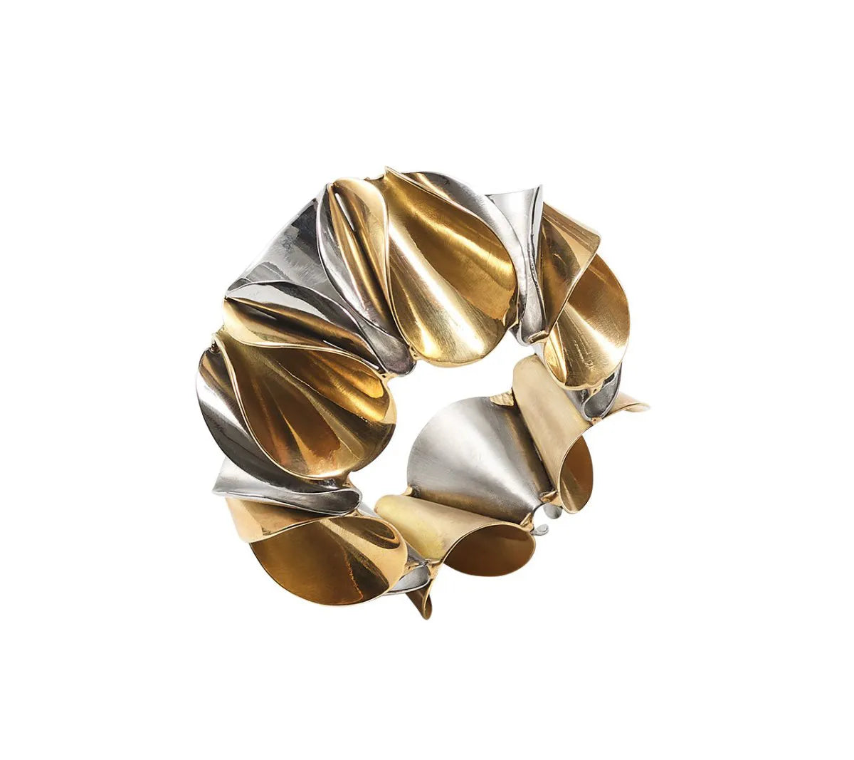 Enigma Napkin Ring in Gold & Silver, Set of 4