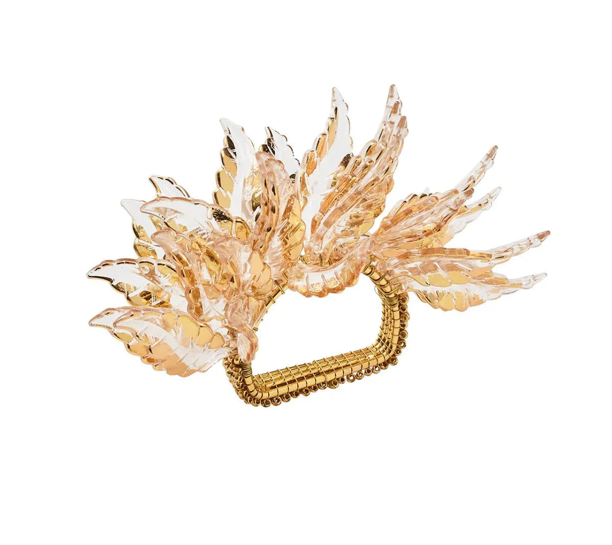 Gilded Leaves Napkin Ring in Gold, Set of 4