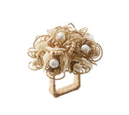 Bramble Napkin Ring in Ivory, Natural & Gold, Set of 4