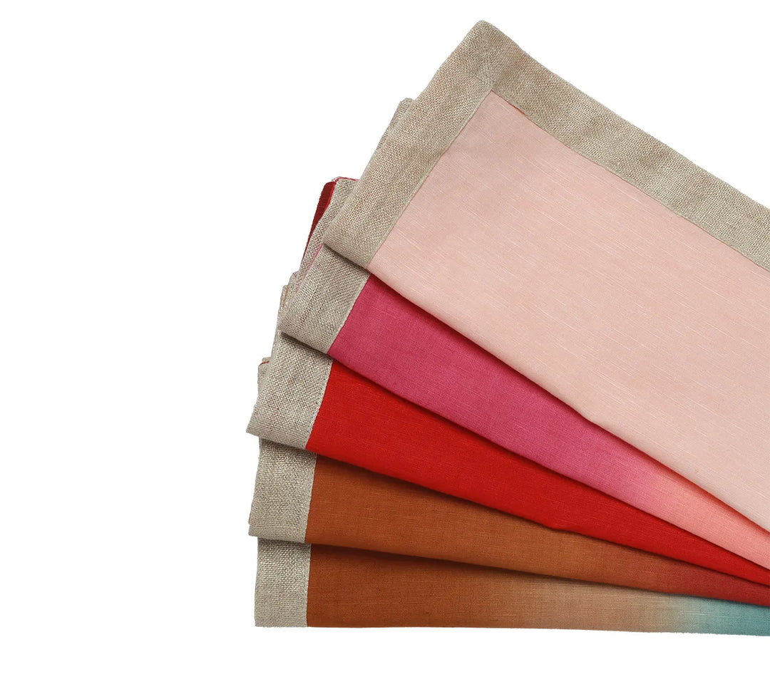 Dip Dye Napkins in Warm Tones, Set of 4