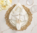 Aurelia Napkin in White, Gold & Silver, Set of 4