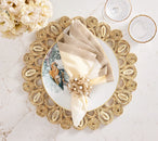Bramble Napkin Ring in Ivory, Natural & Gold, Set of 4
