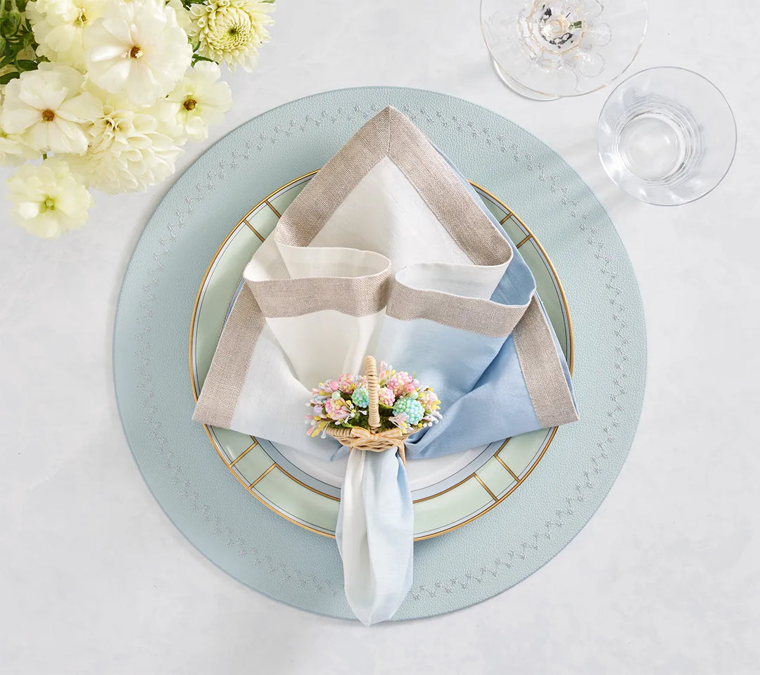 Bloom Napkin Ring in Natural & Multi, Set of 4