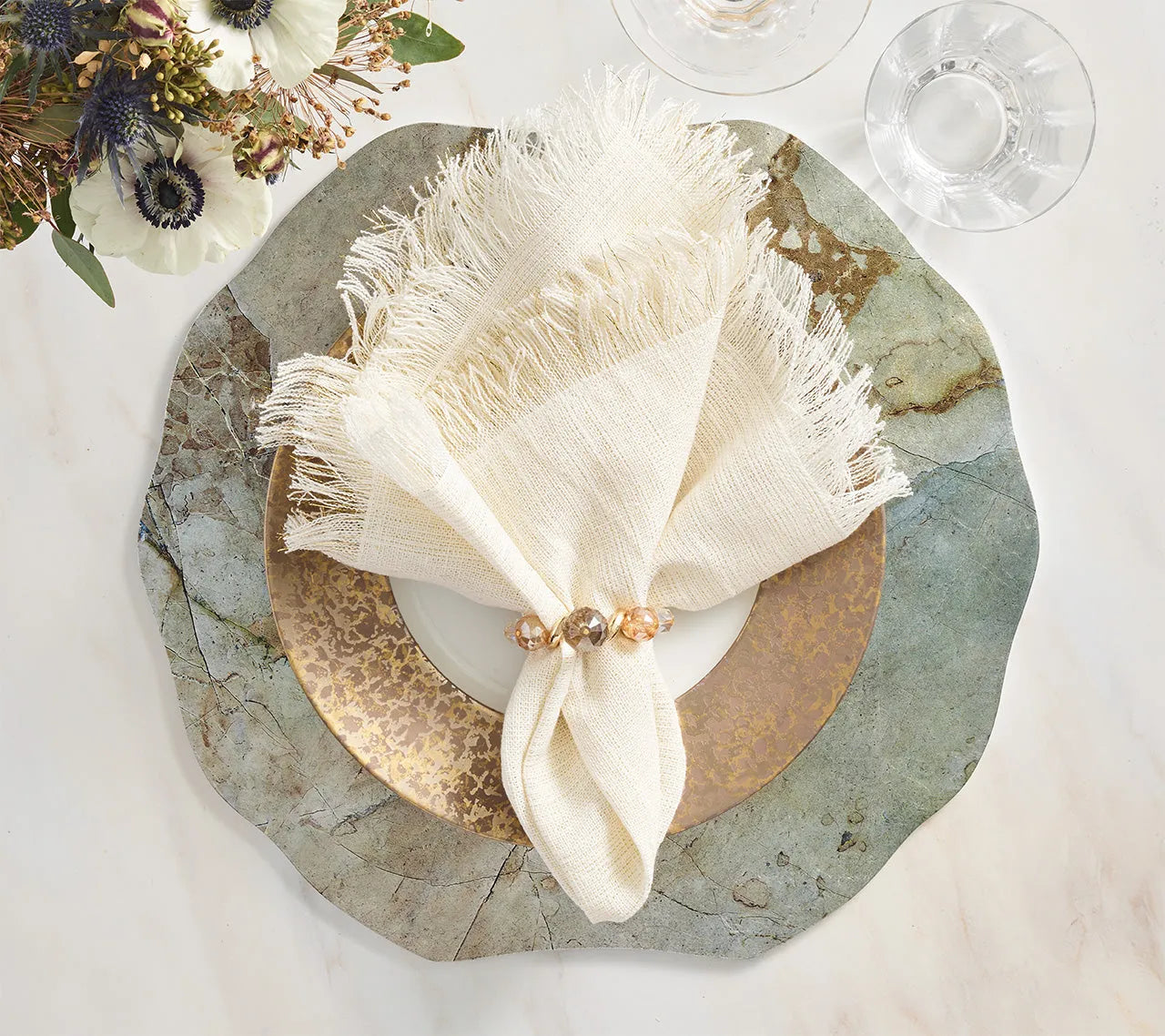 Borealis Napkin Ring in Iridescent & Champagne, Set of 4