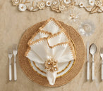 Bramble Napkin Ring in Ivory, Natural & Gold, Set of 4