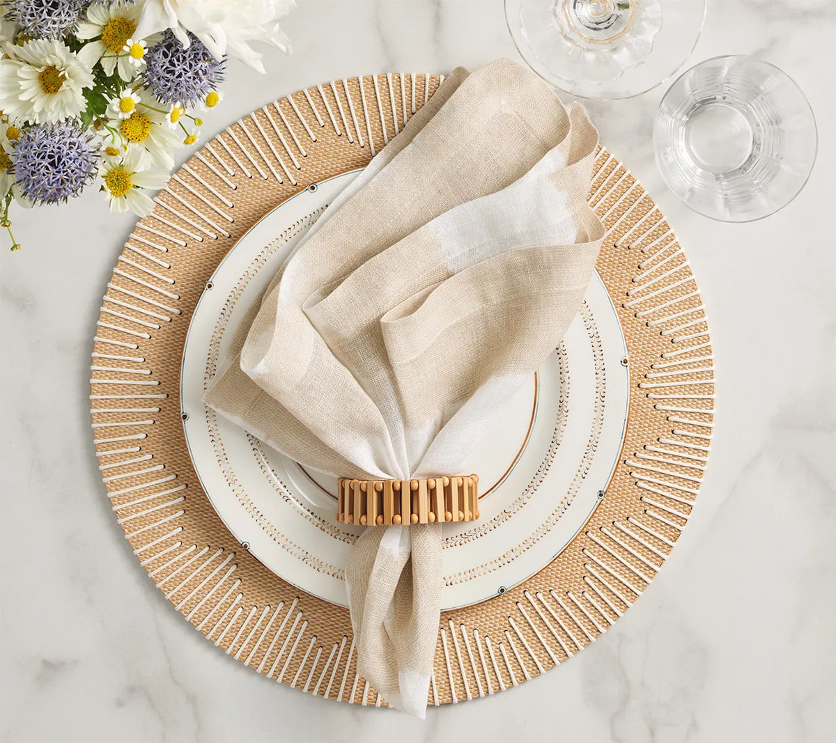 Spoke Napkin Ring in Natural, Set of 4