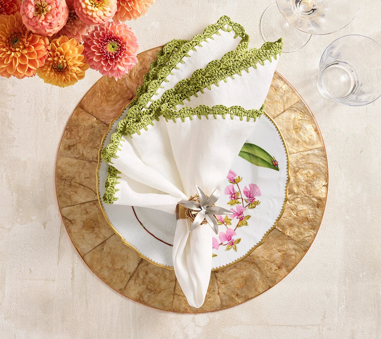 Sunny Isles Napkin Ring in Gold & Silver, Set of 4