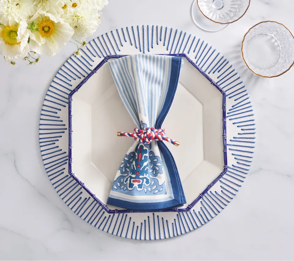 Rope Knot Napkin Ring in Red, White, Blue, Set of 4