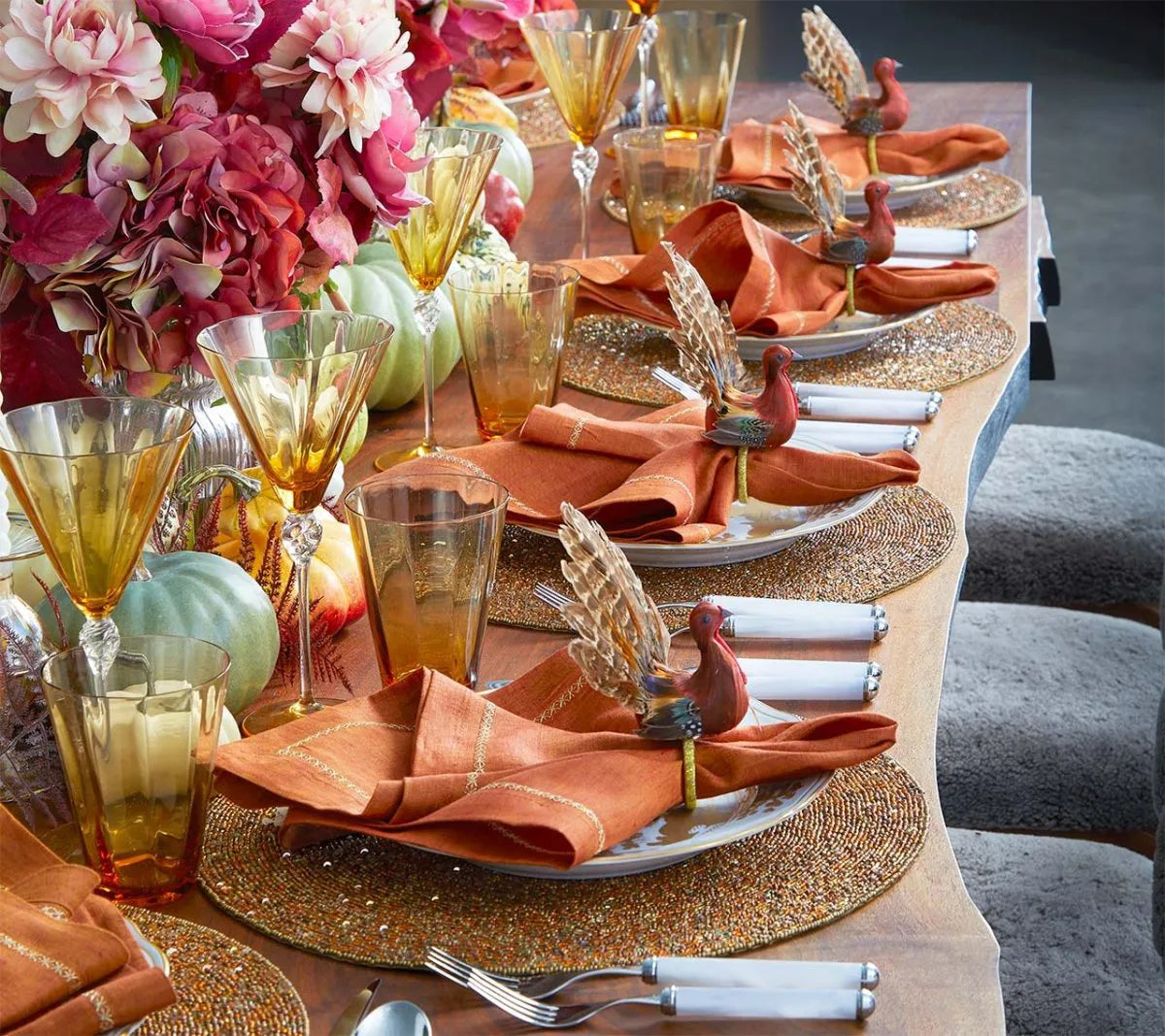 Gobble Napkin Ring in Multi, Set of 4