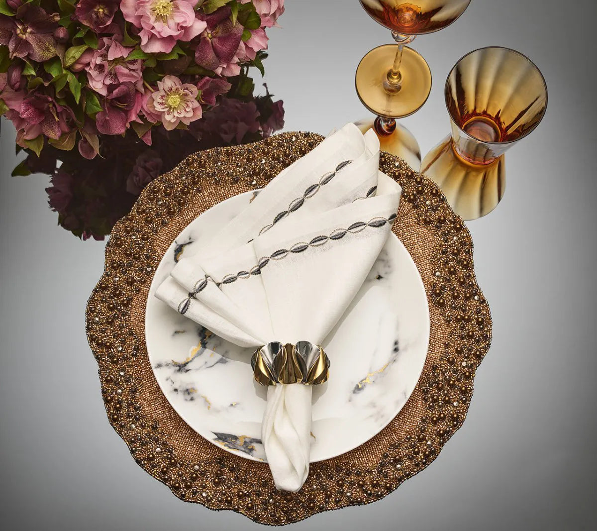 Enigma Napkin Ring in Gold & Silver, Set of 4