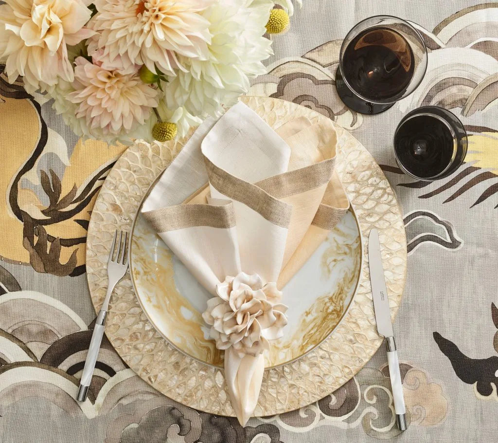Dahlia Napkin Ring in Ivory, Set of 4