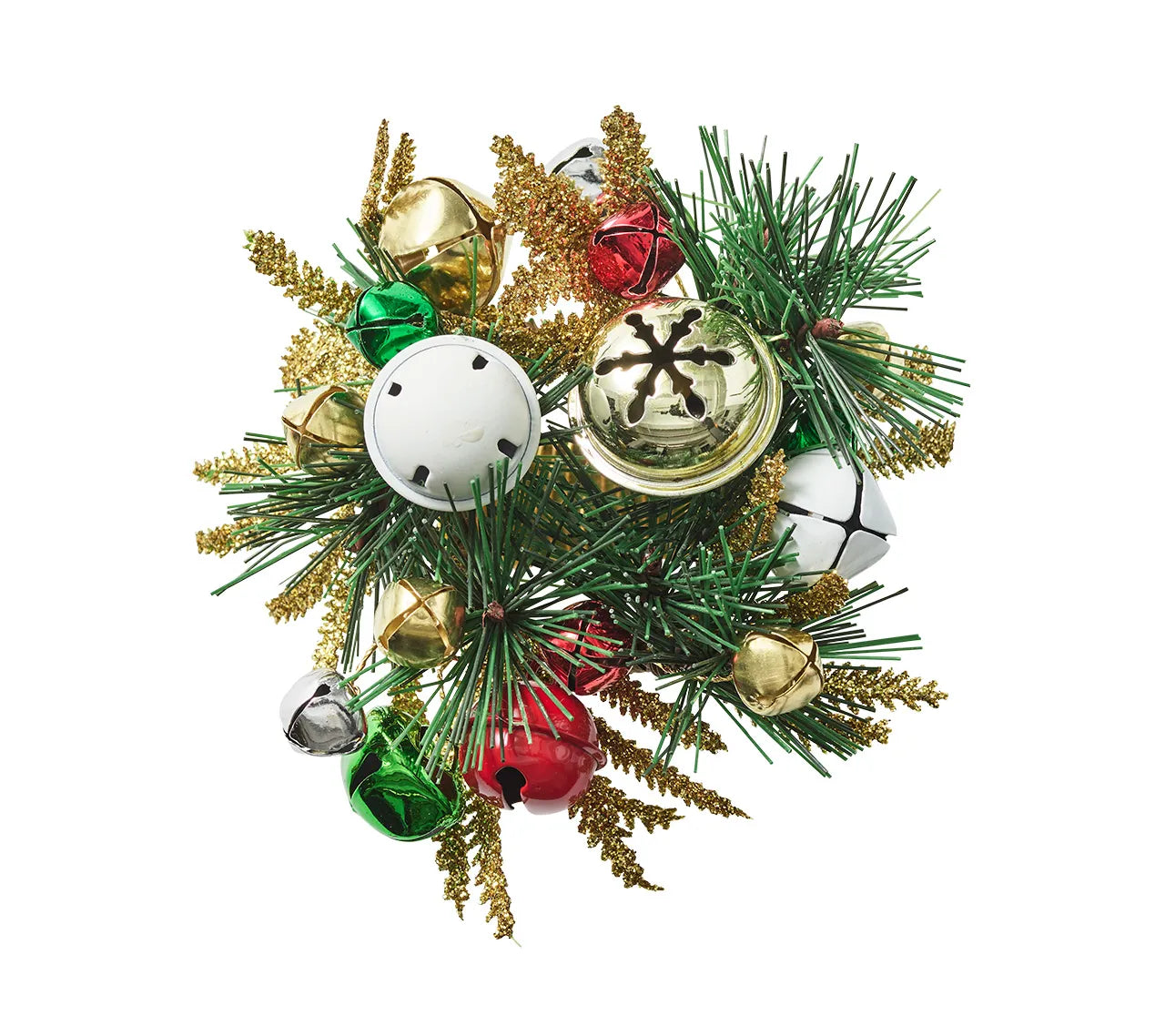 Jingle Bells Napkin Ring in Green, Red & Gold, Set of 4
