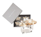 Glasswing Napkin Ring in Champagne & Crystal, Set of 4 in a Gift Box