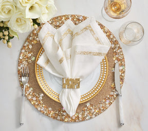 Kim Seybert, Inc.Impression Napkin in White & Gold, Set of 4Napkins